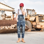 ชุดเอี้ยมยีนส์ ขายาว ถอดตัวเสื้อออกได้ ยีนส์ฟอกสวยมาก ชุดเอี้ยมผู้ชาย