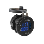 กระบอกแปลงไฟชาร์จ USB QC 3.0 18W 1 ช่อง พร้อมหน้าจอ V/A สำหรับระบบไฟฟ้า DC 12/24V
