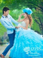 PW083 - **พรีออเดอร์** ชุดคู่ถ่ายพรีเวดดิ้ง (prewedding dress) & ชุดแต่งงานแฟนซี (Fancy wedding dress)ชายหญิง "ธีมสีฟ้า"