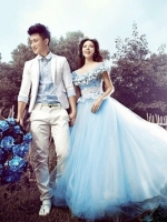 PW106 - **พรีออเดอร์** ชุดคู่ถ่ายพรีเวดดิ้ง (prewedding dress) & ชุดแต่งงานแฟนซี (Fancy wedding dress)ชายหญิง "ธีมสีฟ้า-ขาว"