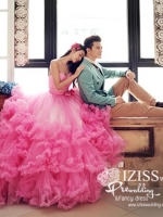PW242 - **พร้อมส่ง**เฉพาะชุดผู้หญิง ชุดคู่ถ่ายพรีเวดดิ้ง (prewedding dress) & ชุดแต่งงานแฟนซี (Fancy wedding dress)ชายหญิง "ธีมสีชมพู-เขียว"