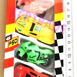 รถแข่ง+มอไซด์สีสด 6 ชิ้นกล่อง 27.5 ซม.