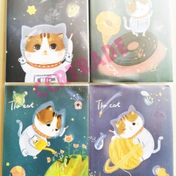 สมุดโน๊ตแมวอวกาศหุ้มปก 60 แผ่น (มีเส้น) 14x20 ซม.
