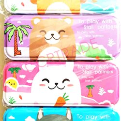 กล่องดินสอเหล็ก 2 ชั้น 20.5 ซม.(การ์ตูนชายหาด)