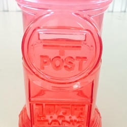 กระปุกออมสินสีใส ลายไปรษณีย์ 17.5 ซม.