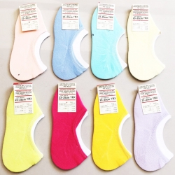 ถุงเท้าหญิง สไตล์ Muji สีสด มีซิลิโคนกันกัด