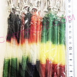 พวงกุญแจยางยืด+ตะขอเหล็ก 12 ชิ้นแผง 26 ซม.