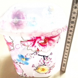 ถังเหล้าปั่นสีใส+ฝาปิด มีรูเจาะหลอด 14.5x16 ซม.