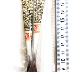 ช้อน+ส้อมสแตนเลสลายไทย(หนามาก) 20.5 ซม.