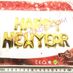 ลูกโป่งฟรอยปีใหม่ Happy New Year 12 นิ้ว(1x3)