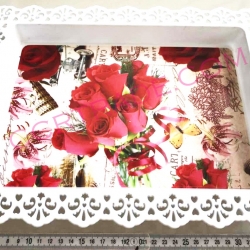 ถาดฉลุลายวินเทิจใหญ่ (เหลี่ยม) 28x40 ซม.