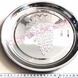 ถาดสแตนเลสกลม ลายองุ่น 30 ซม.