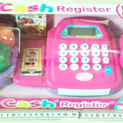 ชุดแคชเชียร์ชมพู+อุปกรณ์ มีเสียง มีไฟ คิดเงินได้จริง(1x2)