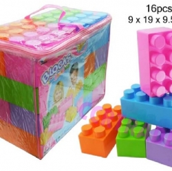 บล็อคตัวต่อจัมโบ้หวาน 16 ชิ้น+กระเป๋าหิ้ว 38 ซม.(1x2)