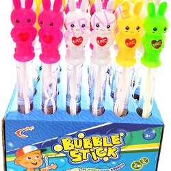 กระบองเป่าฟองกระต่ายสีสด 24 ชิ้นกล่อง 36.5 ซม.