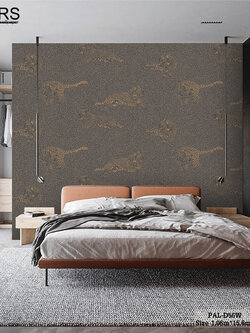 วอลเปเปอร์ ลายหนังJAGUAR เสือจากัวร์ โทนสีดำทอง PAL-D56W