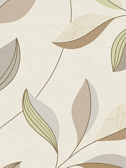 วอลเปเปอร์ลายใบไม้กราฟฟิค สีน้ำตาลเทาปนสีเขียวอ่อน NOV-F65W