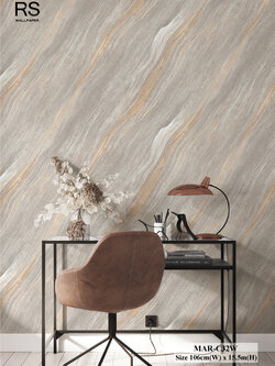 วอลเปเปอร์ลายหินอ่อน สีเทาปนน้ำตาล MAR-C32W