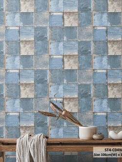 วอลเปเปอร์ลายหิน คอนกรีต สีน้ำเงินฟ้าอมเทา ST4-C04W