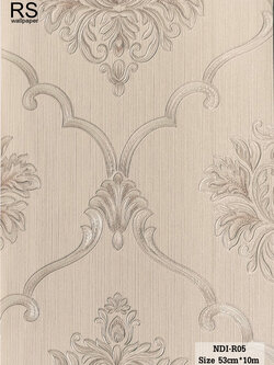 วอลเปเปอร์ ลายหลุยส์คลาสสิคสีเงิน พื้นสีน้ำตาลอ่อน NDI-R05
