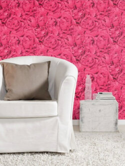วอลเปเปอร์ลายดอกกุหลาบ,กลีบกุหลาบสีชมพู FD3-B14