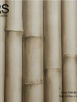 วอลเปเปอร์ลายกระบอกไม้ไผ่โทนสีเหลืองครีม THA-B55
