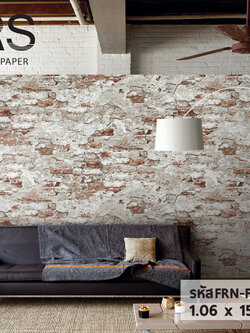 วอลเปเปอร์ลายอิฐเก่า ปูนเปลือย สีแดงส้ม FRN-F91W