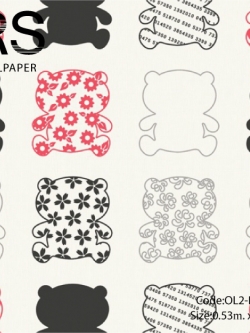 วอลเปเปอร์ลายตุ๊กตาหมีน่ารักๆพื้นสีขาว OL2-B41