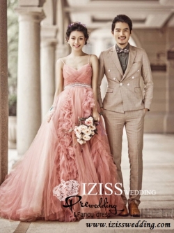 PW248 - **พร้อมส่งเฉพาะชุดผู้หญิง** ชุดคู่ถ่ายพรีเวดดิ้ง (prewedding dress) & ชุดแต่งงานแฟนซี (Fancy wedding dress)ชายหญิง "ธีมสีส้ม-น้ำตาล"