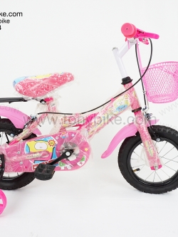 จักรยานเด็ก ล้อ 12 นิ้ว แฮนด์ตรง สีชมพู