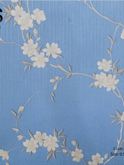 วอลเปเปอร์ลายดอกไม้สีเทาแกมขาวพื้นสีน้ำเงินน้ำทะเล THA-B13