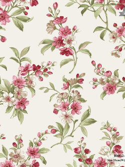 วอลเปเปอร์ลายดอกไม้ สีแดง พื้นสีครีม BMG2-B13