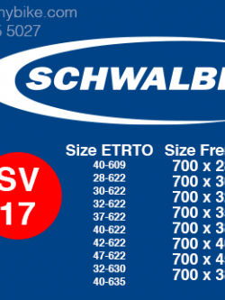 ยางใน Schwalbe 700x28-45c SV17