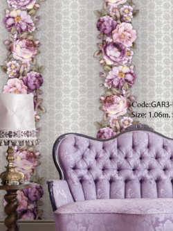 วอลเปเปอร์ลายทางดอกไม้ใหญ่โทนสีม่วงเงิน GAR3-B60W