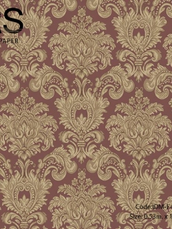 วอลเปเปอร์ลายหลุยส์สีทองพื้นสีแดงเลือดหมู IDM-F46