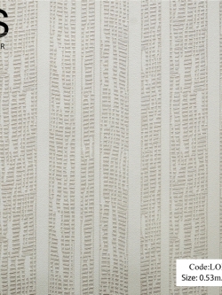 วอลเปเปอร์ลายทางเล็กสีเงินอมน้ำตาลพื้นสีขาว LOF-B28