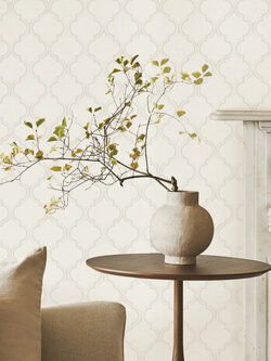 วอลเปเปอร์ลายฉลุเงิน พื้นสีขาวครีม ATI-B19W