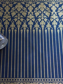 วอลเปเปอร์กรวยเชิงประจำยามสีทองพื้นสีน้ำเงิน LTH-M42