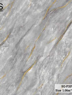วอลเปเปอร์ ลายหินอ่อน สีเทา แทรกเส้นแตกลายงา สีทอง SQ-F32W