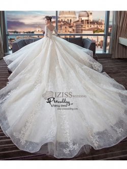 BR336 **พรีออเดอร์**ชุดแต่งงาน&ชุดเจ้าสาวแบบยาวอลังการ สีขาวเกรดพรีเมี่ยม หรูหราน่ารัก สวยโดดเด่นไม่ซ้ำใคร