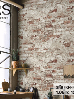 วอลเปเปอร์ลายอิฐเก่า ปูนเปลือย สีแดงส้ม FRN-F92W