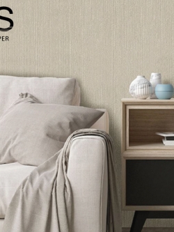 วอลเปเปอร์เทกเจอร์เส้นตรงพื้นโทนสีขาวอมสีครีมแกมเงิน TP-M07