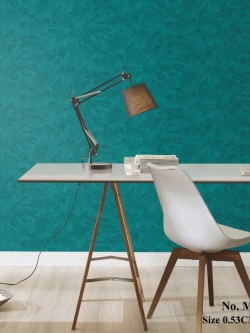 วอลเปเปอร์ลายใบไม้โทนสีฟ้าแกมเขียว MAN-B35