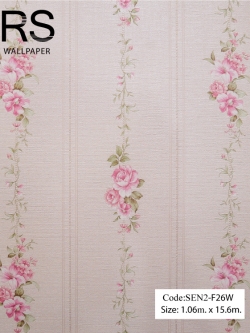วอลเปเปอร์ทางดอกไม้โทนสีชมพูช่องห่าง 10.8 ซ.ม. SEN2-F26W