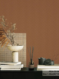 วอลเปเปอร์สไตล์โมเดิร์นลายตาข่ายเล็ก สีส้มน้ำตาล PEA-C51W