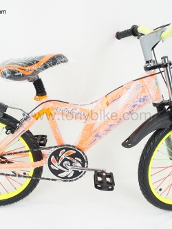 จักรยานเด็ก 20 นิ้ว มีโช้ค สีส้ม เฟรมโค้ง