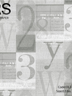 วอลเปเปอร์ลายตัวหนังสือโทนสีเทา OL2-B10