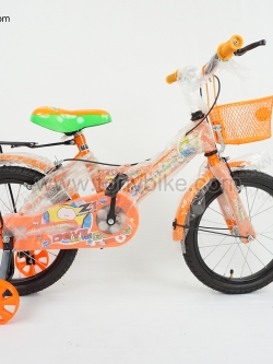 จักรยานเด็ก ล้อ 16 นิ้ว แฮนด์ตรง สีส้ม