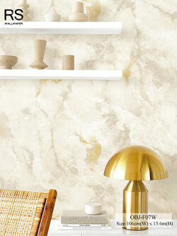 วอลเปเปอร์ลายหินอ่อน สีน้ำตาลอ่อนปนสีทอง OBJ-F07W