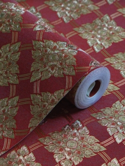 วอลเปเปอร์ลายประจำยามสีทองพื้นสีแดง LTH-M13